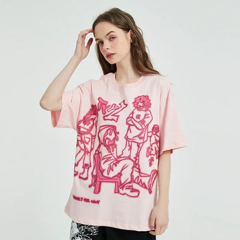 Plus Size T Shirt 5XL Harajuku T-Shirt Streetwear Cartoon Graphic Men Women Unisex Cotton Tshirt Oversized Big Large Fat T Shirt