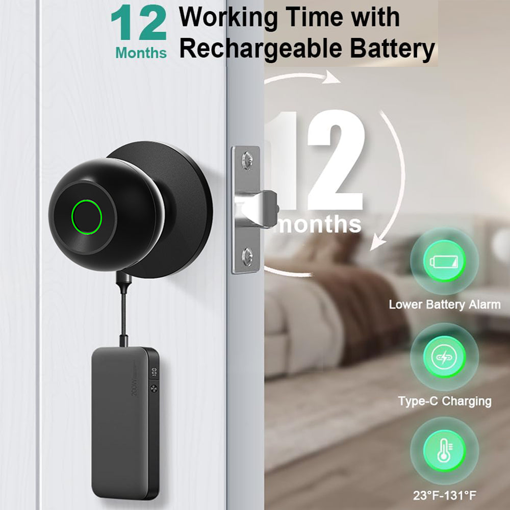 Fingerprint Door App Control Keyless Entry Door Lock for Home Bedroom Apartment