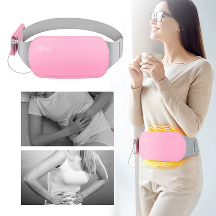 Electric Period Cramp Massager Vibrating Heating Belt for Menstrual Colic Relief Pain Waist Stomach Abdominal Warm Palace Belt