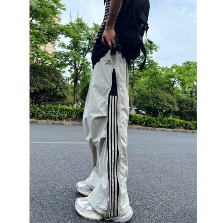 American Style Casual Trousers 2024 Autumn Trendy High Street Thin Quick Dry Straight-Leg Sweatpants Loose Fit Casual Pants
