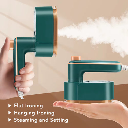 Mini Handheld Steam Iron Foldable 180 Rotating Wet Dry Ironing Machine Household Travel Fast Heating for Clothes Fabric Wrinkle