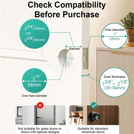 Fingerprint Door App Control Keyless Entry Door Lock for Home Bedroom Apartment