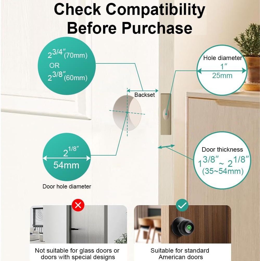 Fingerprint Door App Control Keyless Entry Door Lock for Home Bedroom Apartment