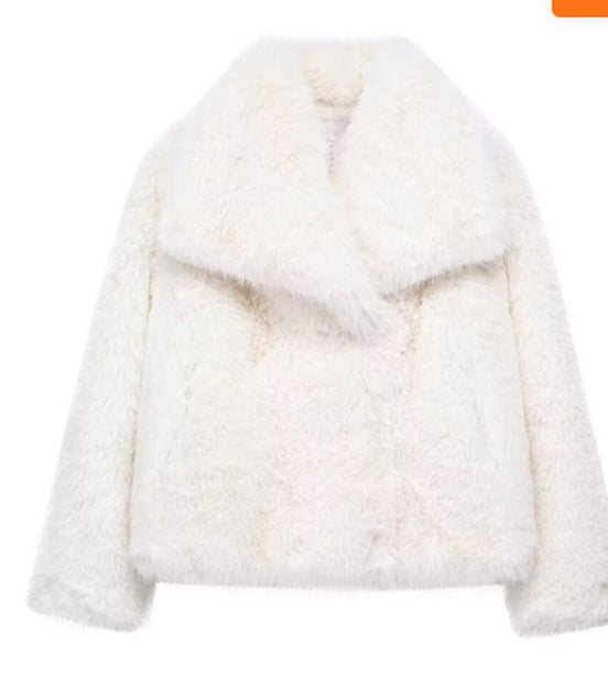 Winter Plush Coat Fashion Thicken Lapel Outwear Casual Long Sleeve Tops Womens Clothing