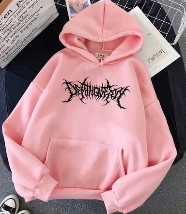 Men'S Loose Fleece-Lined Letter Print Hoodie Sweatshirt Southeast Asia Style Autumn Winter Casual Comfortable Streetwear