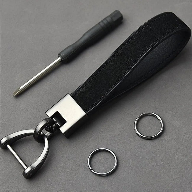 Luxury Genuine Leather Keychain Top-End Business Gift for Man Good Quality Black Brown Real Leather Car Key Keyholder Key Chain