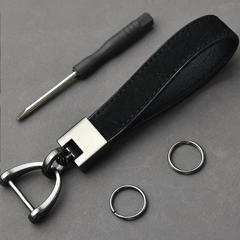 Luxury Genuine Leather Keychain Top-End Business Gift for Man Good Quality Black Brown Real Leather Car Key Keyholder Key Chain