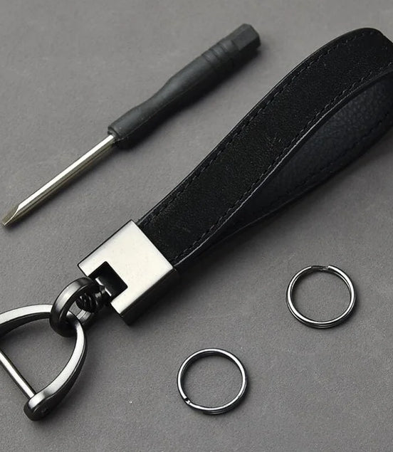Luxury Genuine Leather Keychain Top-End Business Gift for Man Good Quality Black Brown Real Leather Car Key Keyholder Key Chain