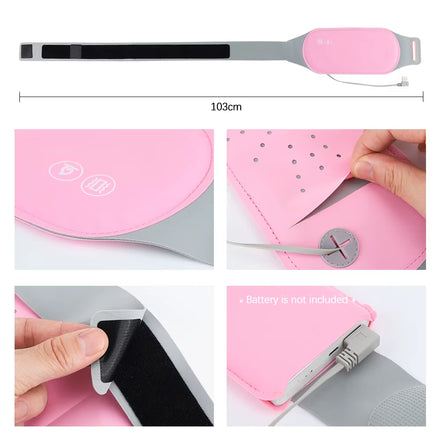 Electric Period Cramp Massager Vibrating Heating Belt for Menstrual Colic Relief Pain Waist Stomach Abdominal Warm Palace Belt