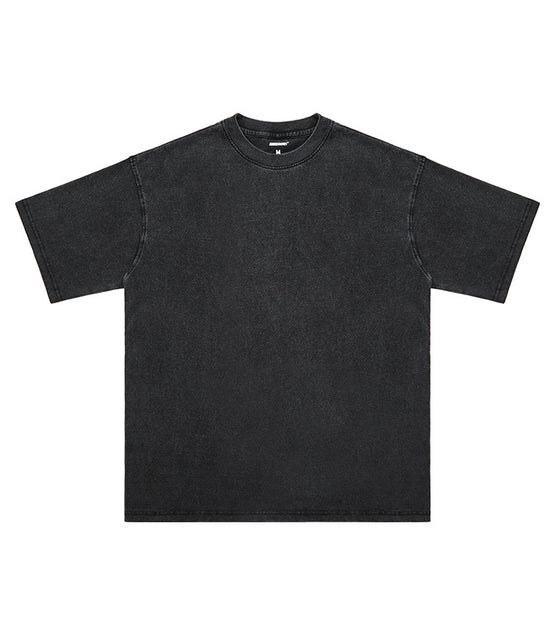 Summer New Cotton T-Shirt Men'S Retro Washed Distressed Short Sleeve Drop Shoulder Loose Fashion Brand
