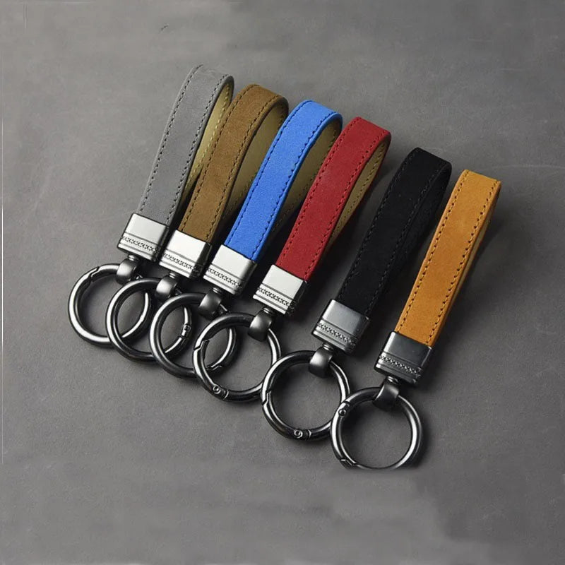 Luxury Genuine Leather Keychain Top-End Business Gift for Man Good Quality Black Brown Real Leather Car Key Keyholder Key Chain