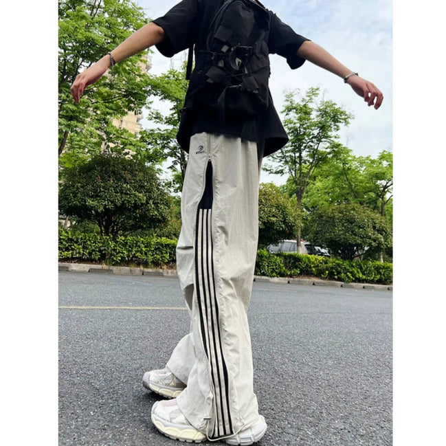 American Style Casual Trousers 2024 Autumn Trendy High Street Thin Quick Dry Straight-Leg Sweatpants Loose Fit Casual Pants