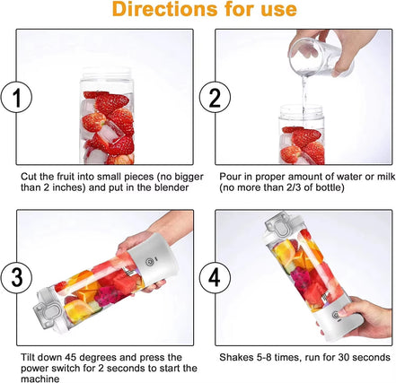 New Portable Blender 600ML Electric Juicer Fruit Mixers 4000Mah USB Rechargeable Mini Smoothie Blender Orange Juicer Machine