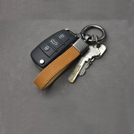 Luxury Genuine Leather Keychain Top-End Business Gift for Man Good Quality Black Brown Real Leather Car Key Keyholder Key Chain
