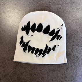 Women Hat Knitting Beanies Goth Tooth Caps Men Y2K Streetwear Winter Fashion Pullover Kpop Harajuku Vintage Warm Hip Hop Unisex