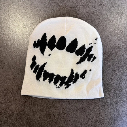 Women Hat Knitting Beanies Goth Tooth Caps Men Y2K Streetwear Winter Fashion Pullover Kpop Harajuku Vintage Warm Hip Hop Unisex