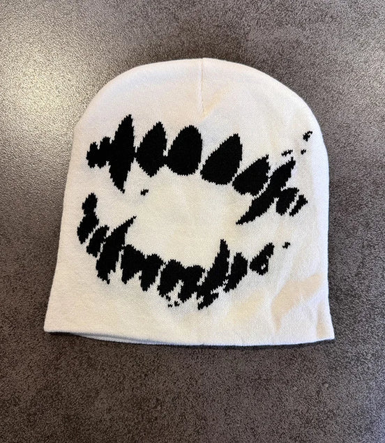 Women Hat Knitting Beanies Goth Tooth Caps Men Y2K Streetwear Winter Fashion Pullover Kpop Harajuku Vintage Warm Hip Hop Unisex