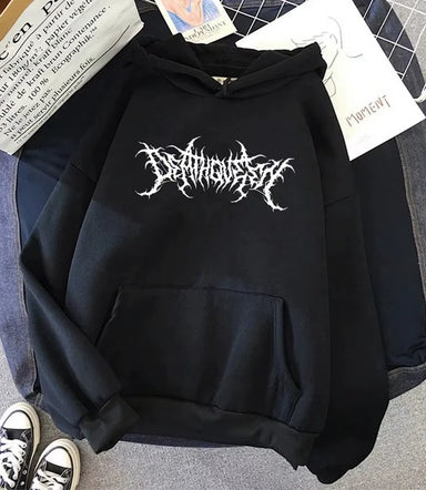 Men'S Loose Fleece-Lined Letter Print Hoodie Sweatshirt Southeast Asia Style Autumn Winter Casual Comfortable Streetwear
