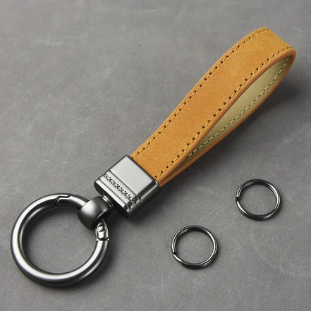 Luxury Genuine Leather Keychain Top-End Business Gift for Man Good Quality Black Brown Real Leather Car Key Keyholder Key Chain