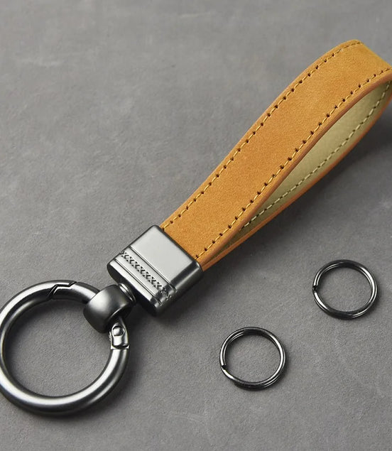Luxury Genuine Leather Keychain Top-End Business Gift for Man Good Quality Black Brown Real Leather Car Key Keyholder Key Chain