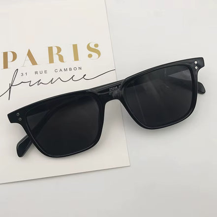 New Small Box Sunglasses Female Trendy Retro Korean Sunglasses Male Trendy round Face Net Red Plain Thin Glasses