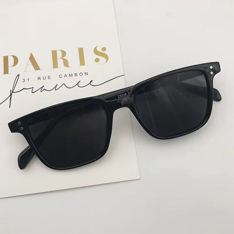 New Small Box Sunglasses Female Trendy Retro Korean Sunglasses Male Trendy round Face Net Red Plain Thin Glasses