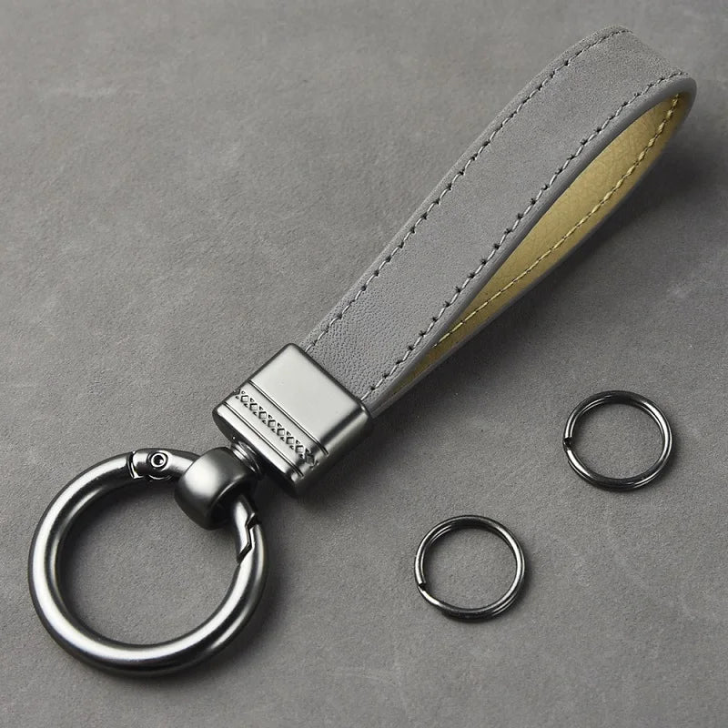 Luxury Genuine Leather Keychain Top-End Business Gift for Man Good Quality Black Brown Real Leather Car Key Keyholder Key Chain