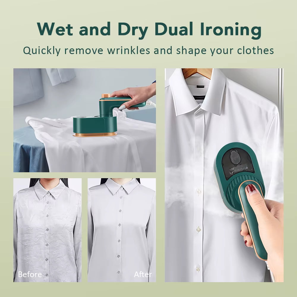 Mini Handheld Steam Iron Foldable 180 Rotating Wet Dry Ironing Machine Household Travel Fast Heating for Clothes Fabric Wrinkle