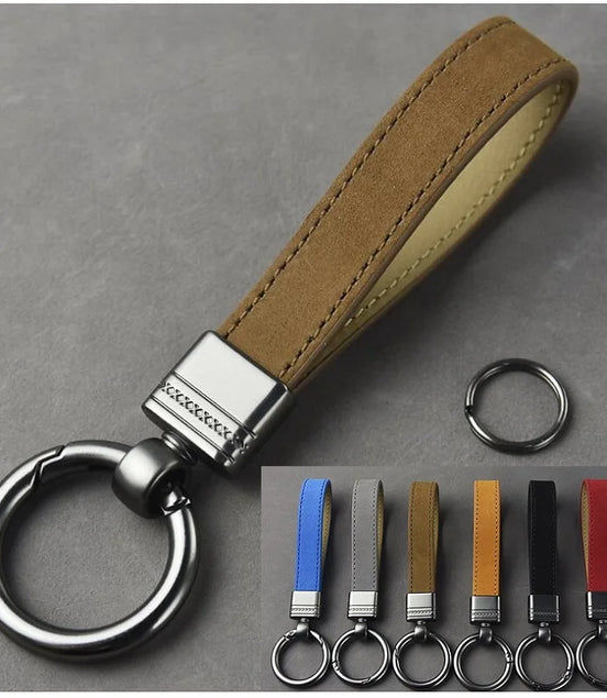 Luxury Genuine Leather Keychain Top-End Business Gift for Man Good Quality Black Brown Real Leather Car Key Keyholder Key Chain