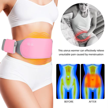 Electric Period Cramp Massager Vibrating Heating Belt for Menstrual Colic Relief Pain Waist Stomach Abdominal Warm Palace Belt