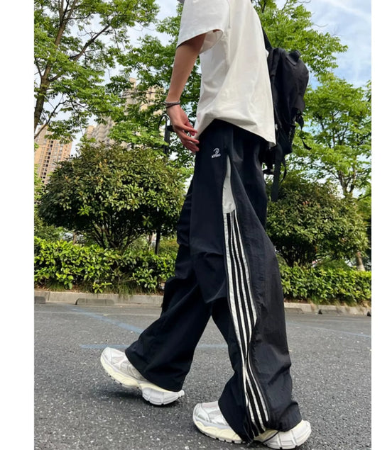 American Style Casual Trousers 2024 Autumn Trendy High Street Thin Quick Dry Straight-Leg Sweatpants Loose Fit Casual Pants
