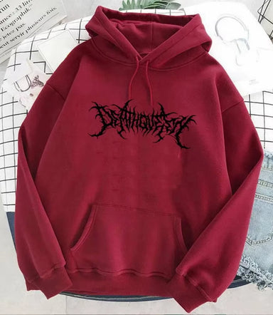 Men'S Loose Fleece-Lined Letter Print Hoodie Sweatshirt Southeast Asia Style Autumn Winter Casual Comfortable Streetwear