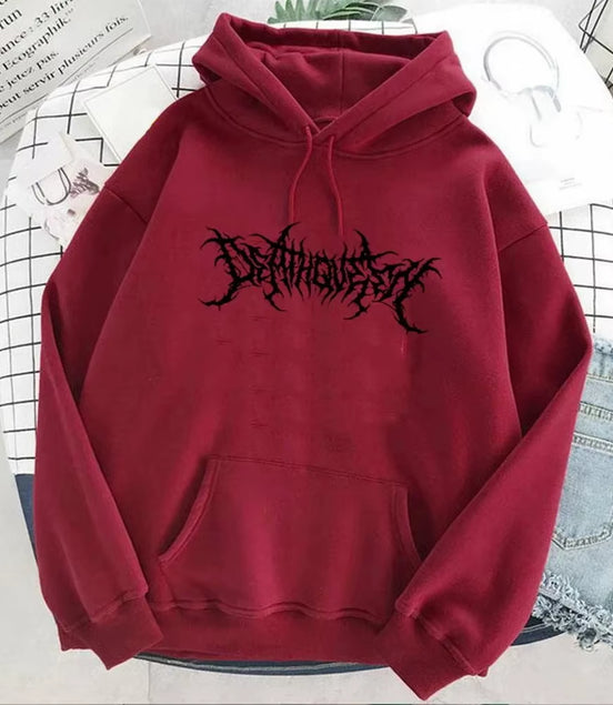 Men'S Loose Fleece-Lined Letter Print Hoodie Sweatshirt Southeast Asia Style Autumn Winter Casual Comfortable Streetwear