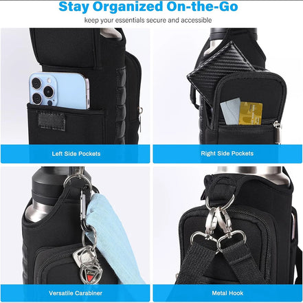 Magnetic Water Bottle Bag Sling Bag Crossbody Water Bottle Pouch Water Bottle Carrier Bag for Men Women Fitness Travel Sports