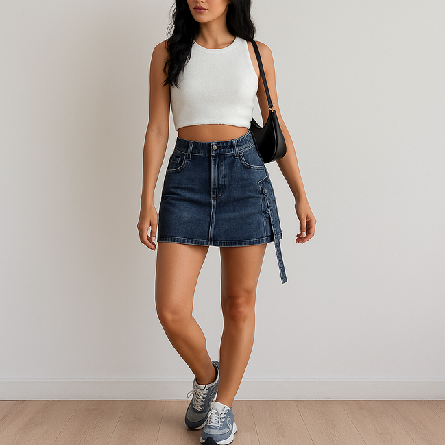 New Cargo Skirt – Y2K Low Waist Denim Mini Skirt with Pockets