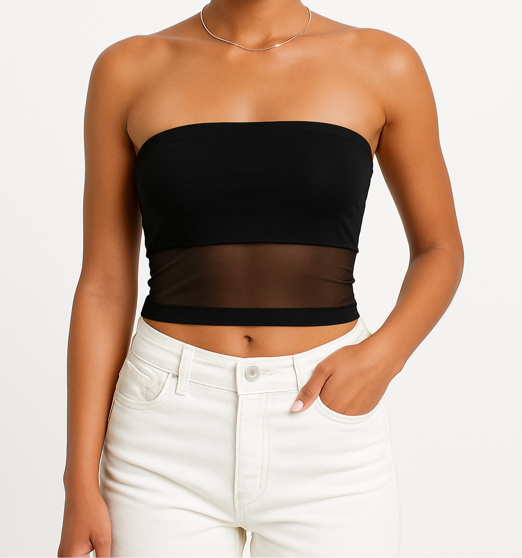 Mesh Corset Black Crop Top – Sexy & Streetwear Style