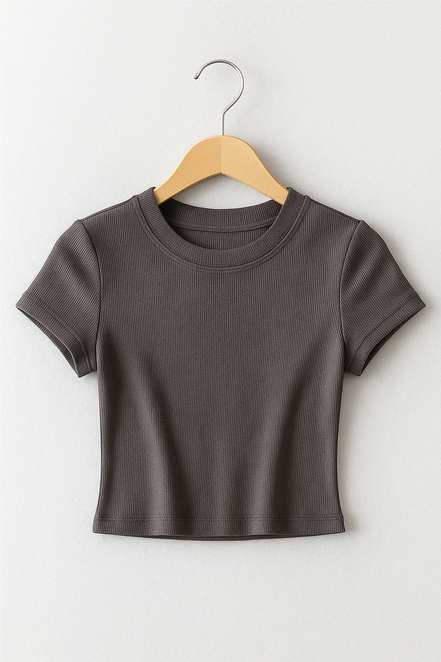 Summer Sexy O-Neck Slim Crop Top – Women’s Short Sleeve