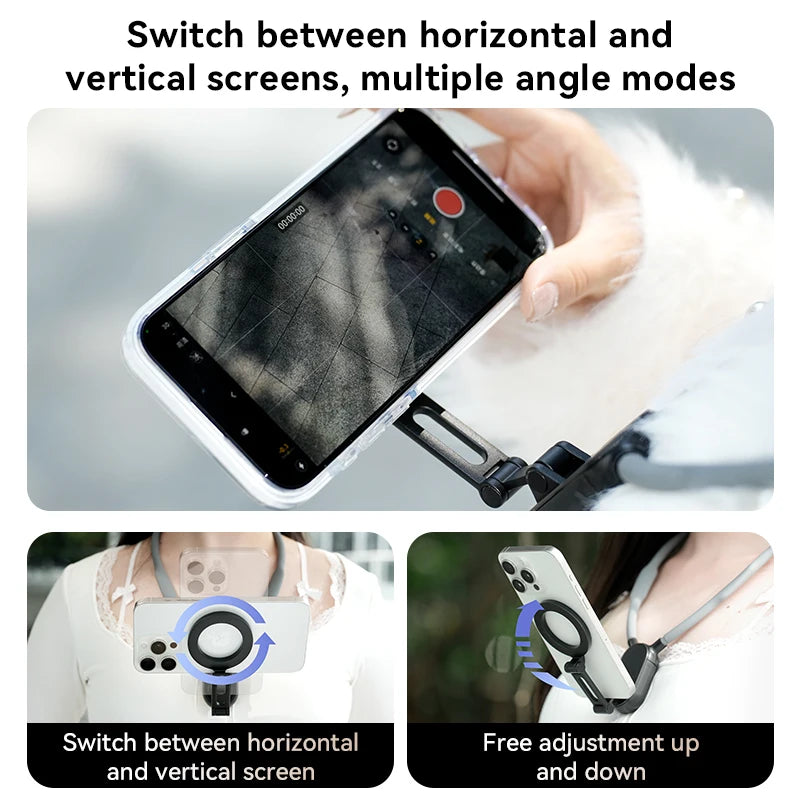 Neck Mount Magnetic Phone Clip 360° Rotation POV Phone Hold for Iphone 15 14 13 12 11 10 for SAMSUNG HUAWEI Phone Accessories