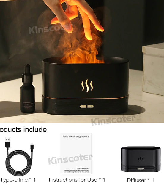 Aroma Diffuser Air Humidifier Ultrasonic Cool Mist Maker Fogger Led Essential Oil Flame Lamp Difusor
