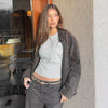 Solid Gray Cropped Corset T-Shirt – Women’s Streetwear