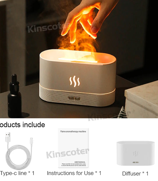 Aroma Diffuser Air Humidifier Ultrasonic Cool Mist Maker Fogger Led Essential Oil Flame Lamp Difusor