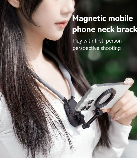Neck Mount Magnetic Phone Clip 360° Rotation POV Phone Hold for Iphone 15 14 13 12 11 10 for SAMSUNG HUAWEI Phone Accessories
