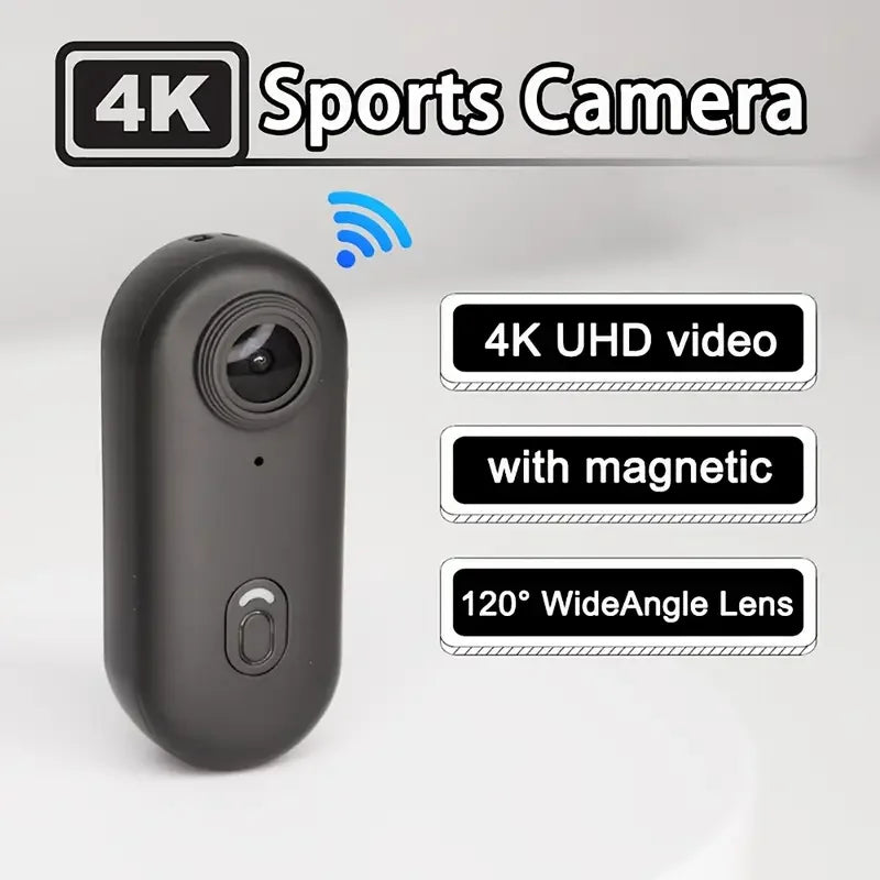 2025 Magnetic 4K POV Cam Small Sports Recorder Helmet Bike Mount Mini Cam Wireless Mic Ultra Portable DV Vlog Action Recording