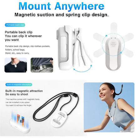 2025 Magnetic 4K POV Cam Small Sports Recorder Helmet Bike Mount Mini Cam Wireless Mic Ultra Portable DV Vlog Action Recording