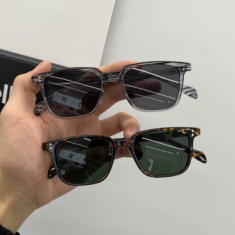 New Small Box Sunglasses Female Trendy Retro Korean Sunglasses Male Trendy round Face Net Red Plain Thin Glasses
