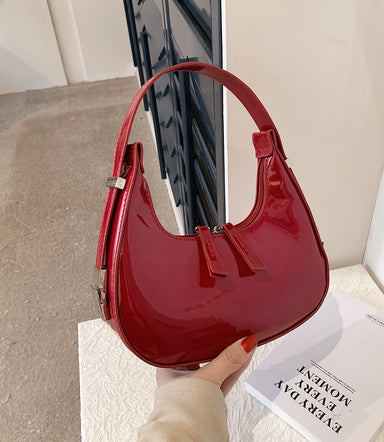 Half Moon Bag Vintage PU Leather Small Shoulder Bag for Women Girls Hobo Handbag Luxury Retro Red Ladies Armpit Purses Totes