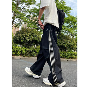 American Style Casual Trousers 2024 Autumn Trendy High Street Thin Quick Dry Straight-Leg Sweatpants Loose Fit Casual Pants