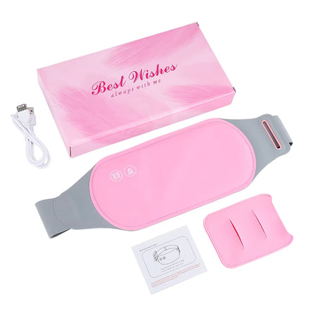Electric Period Cramp Massager Vibrating Heating Belt for Menstrual Colic Relief Pain Waist Stomach Abdominal Warm Palace Belt