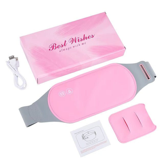 Electric Period Cramp Massager Vibrating Heating Belt for Menstrual Colic Relief Pain Waist Stomach Abdominal Warm Palace Belt