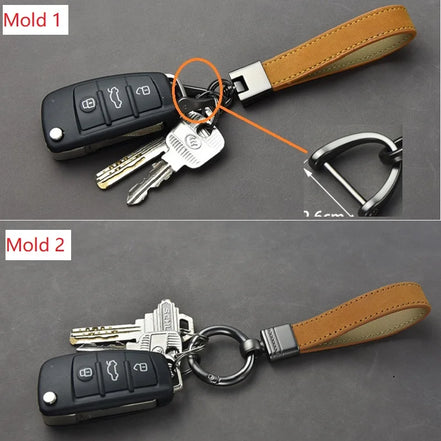 Luxury Genuine Leather Keychain Top-End Business Gift for Man Good Quality Black Brown Real Leather Car Key Keyholder Key Chain